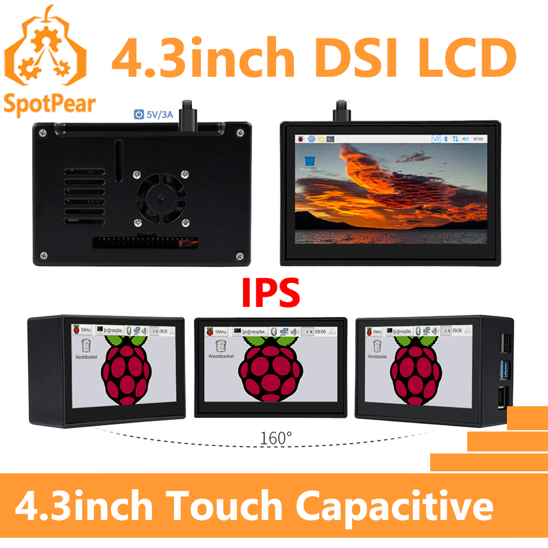 Raspberry Pi 4.3inch DSI Displ - Pi 5 Case recension och pris