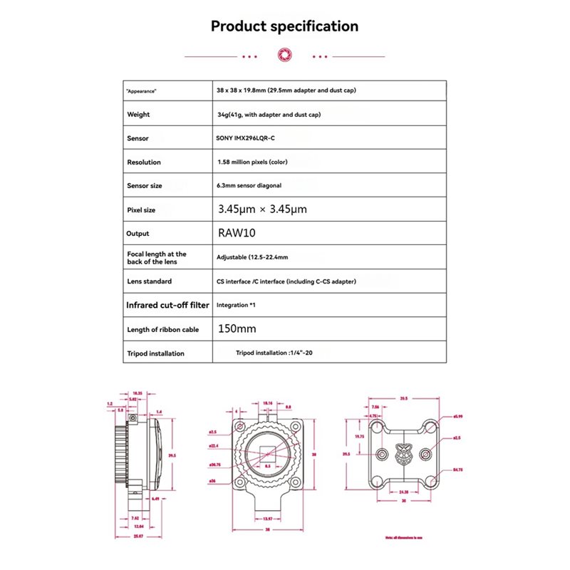 A86P-For Raspberry Pi Global S - Raspberry Pi Global Shutter Camera Imx296 recension och pris